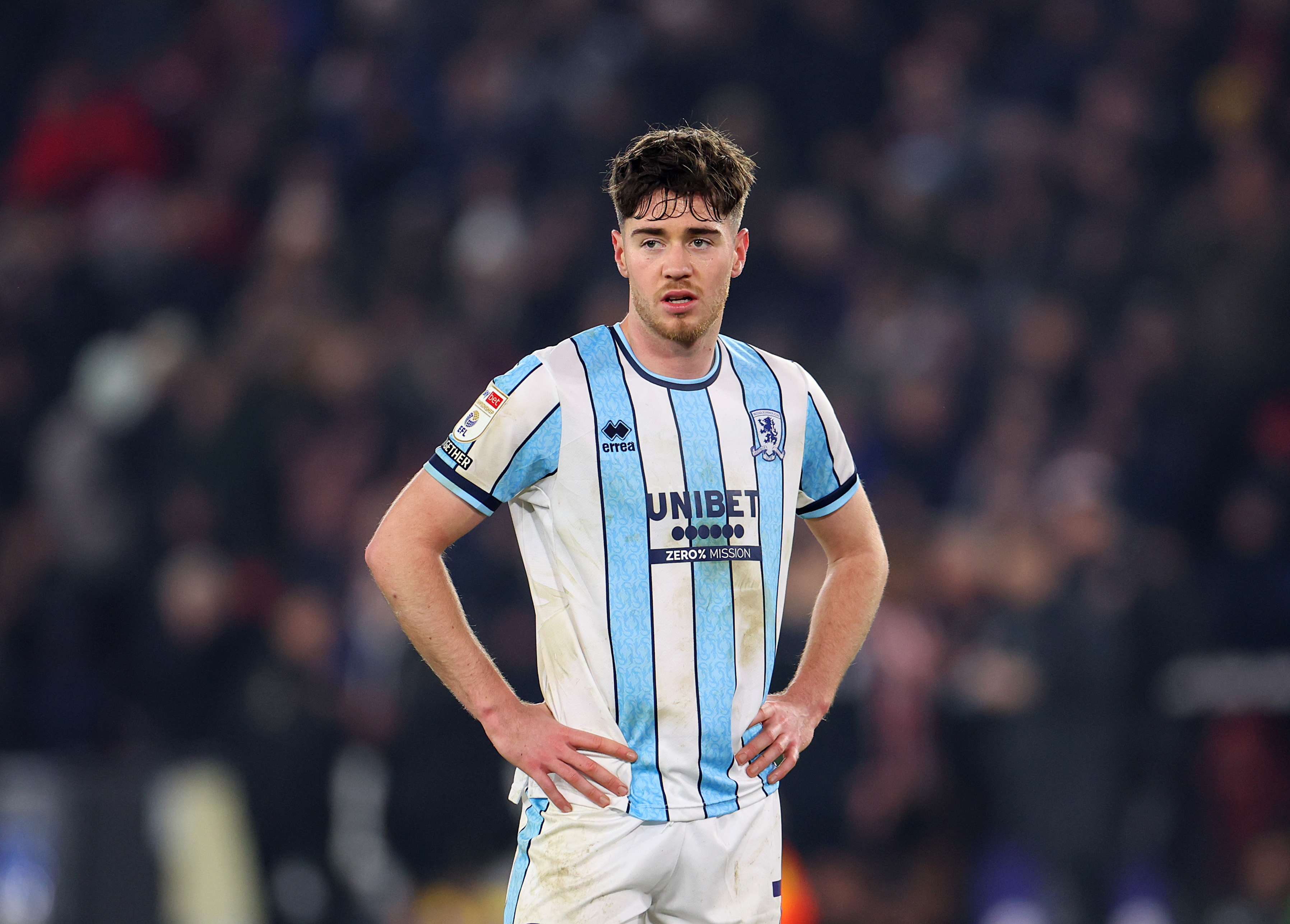 Hayden Hackney of Middlesbrough reacts during a Sky Bet Championship match