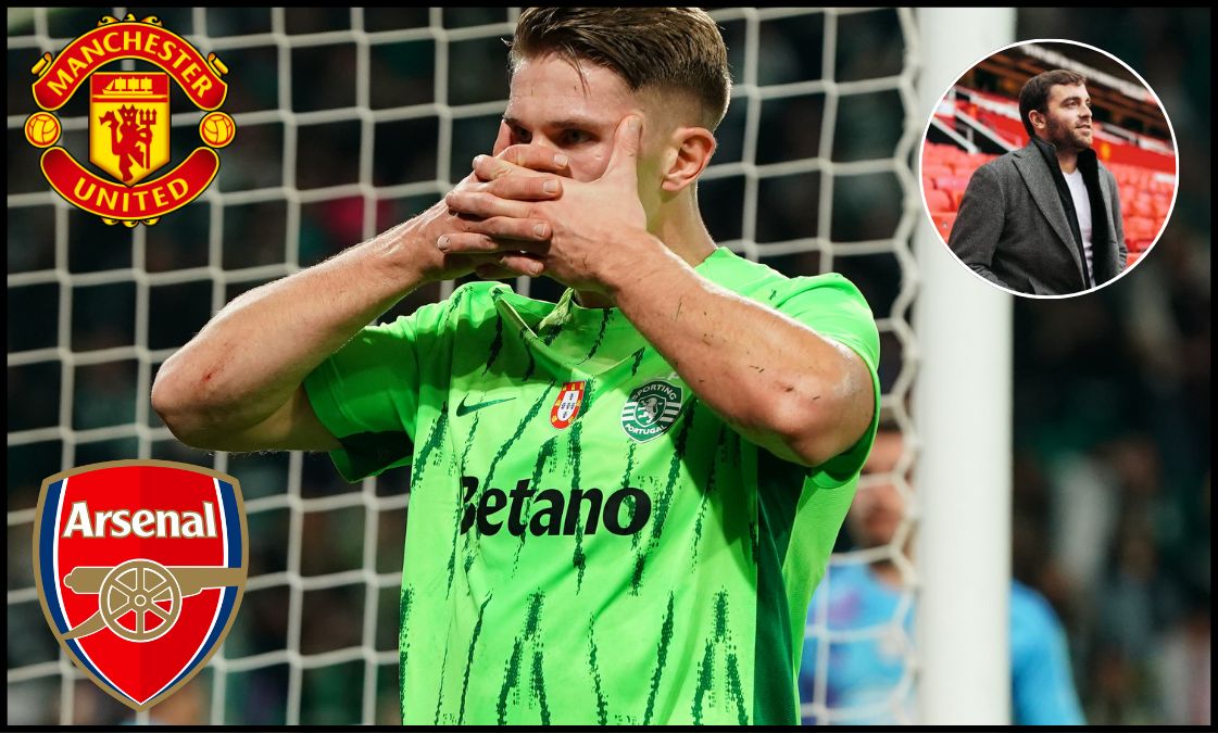 Viktor Gyokeres with the mask celebration