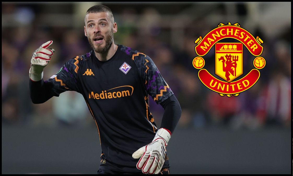 David de Gea signals while in action for Fiorentina.