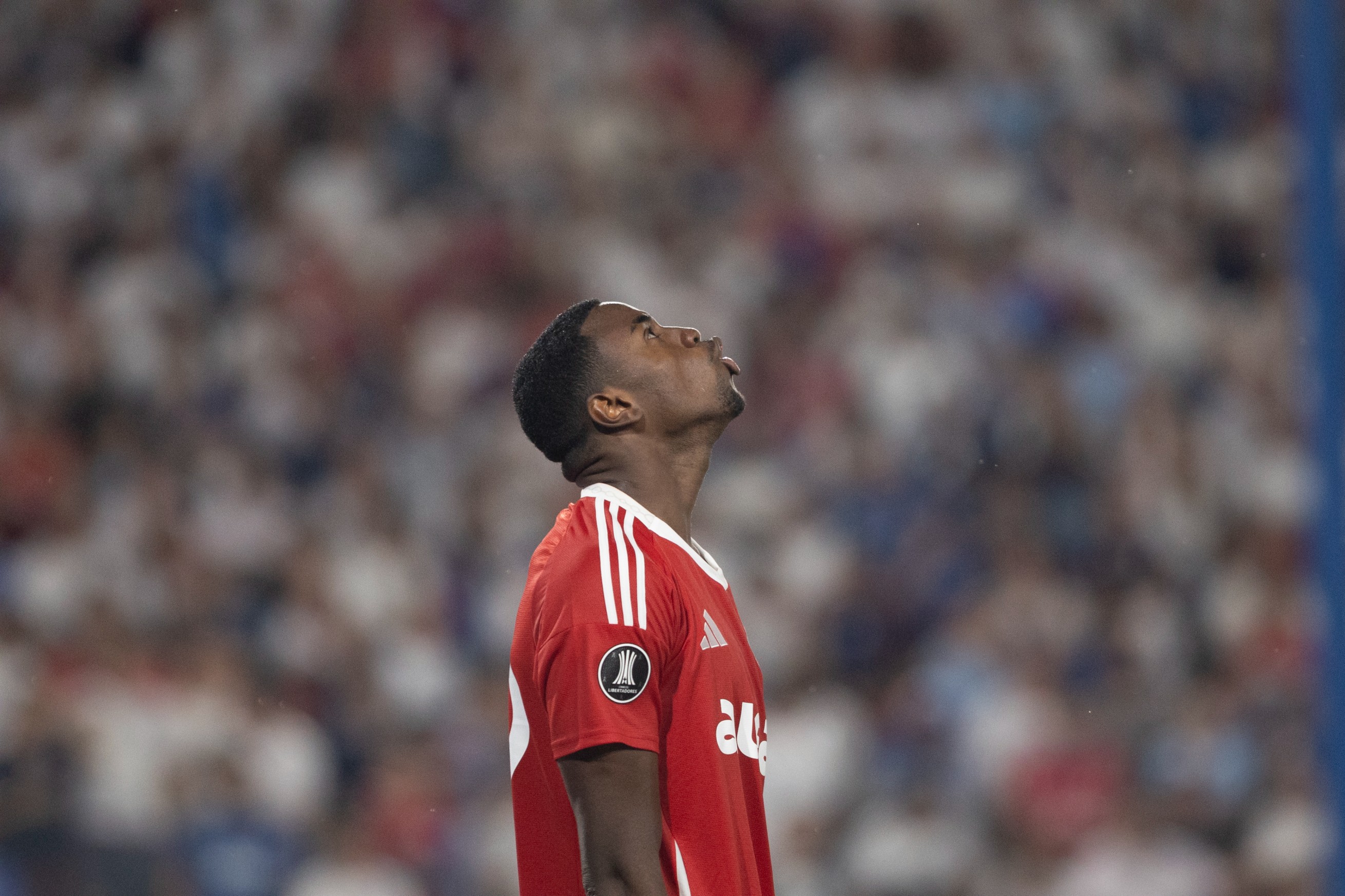 Ricardo Mathias of Internacional gestures after missing a chance