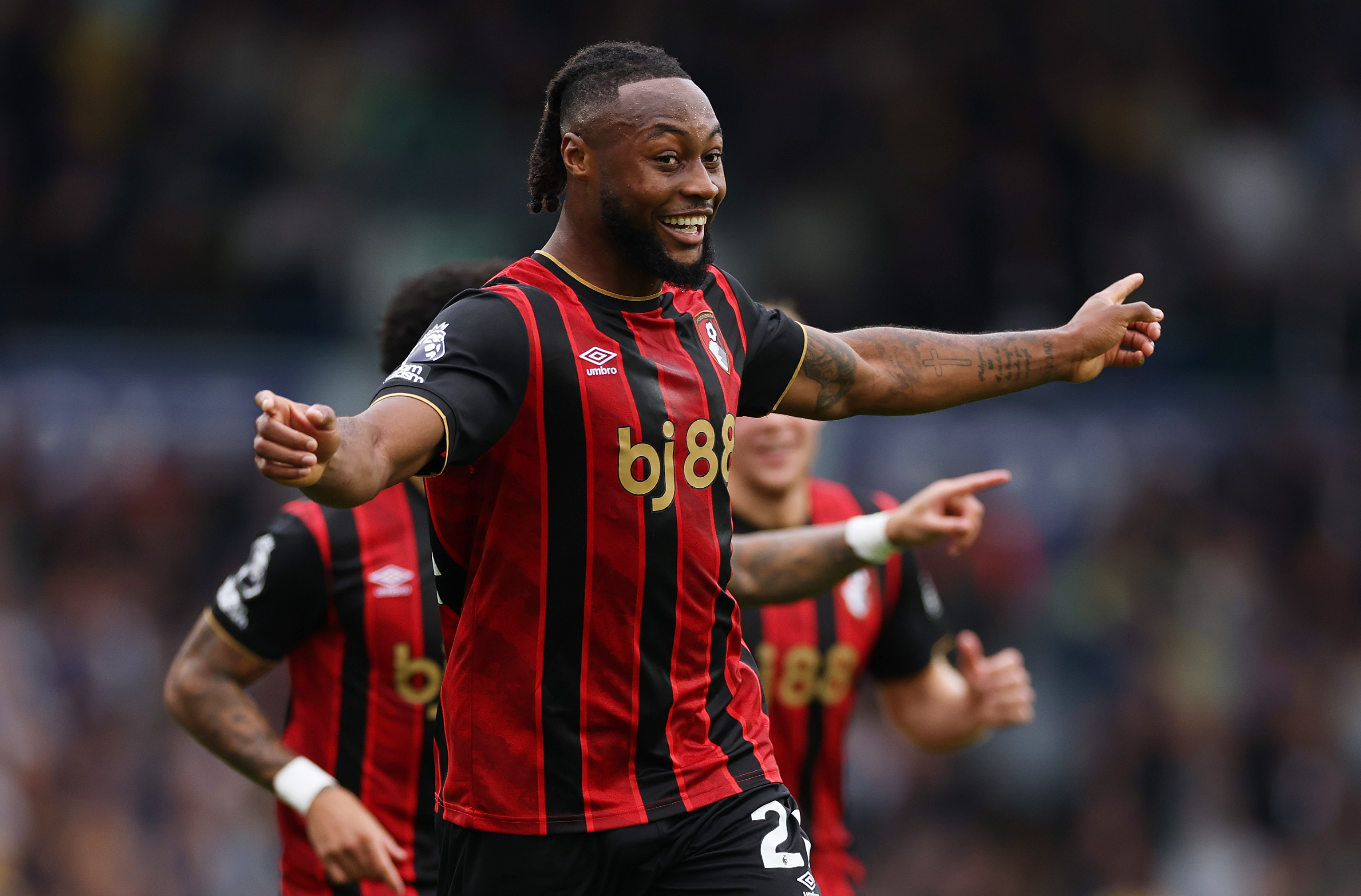 Antoine Semenyo celebrates after scoring for Bournemouth.