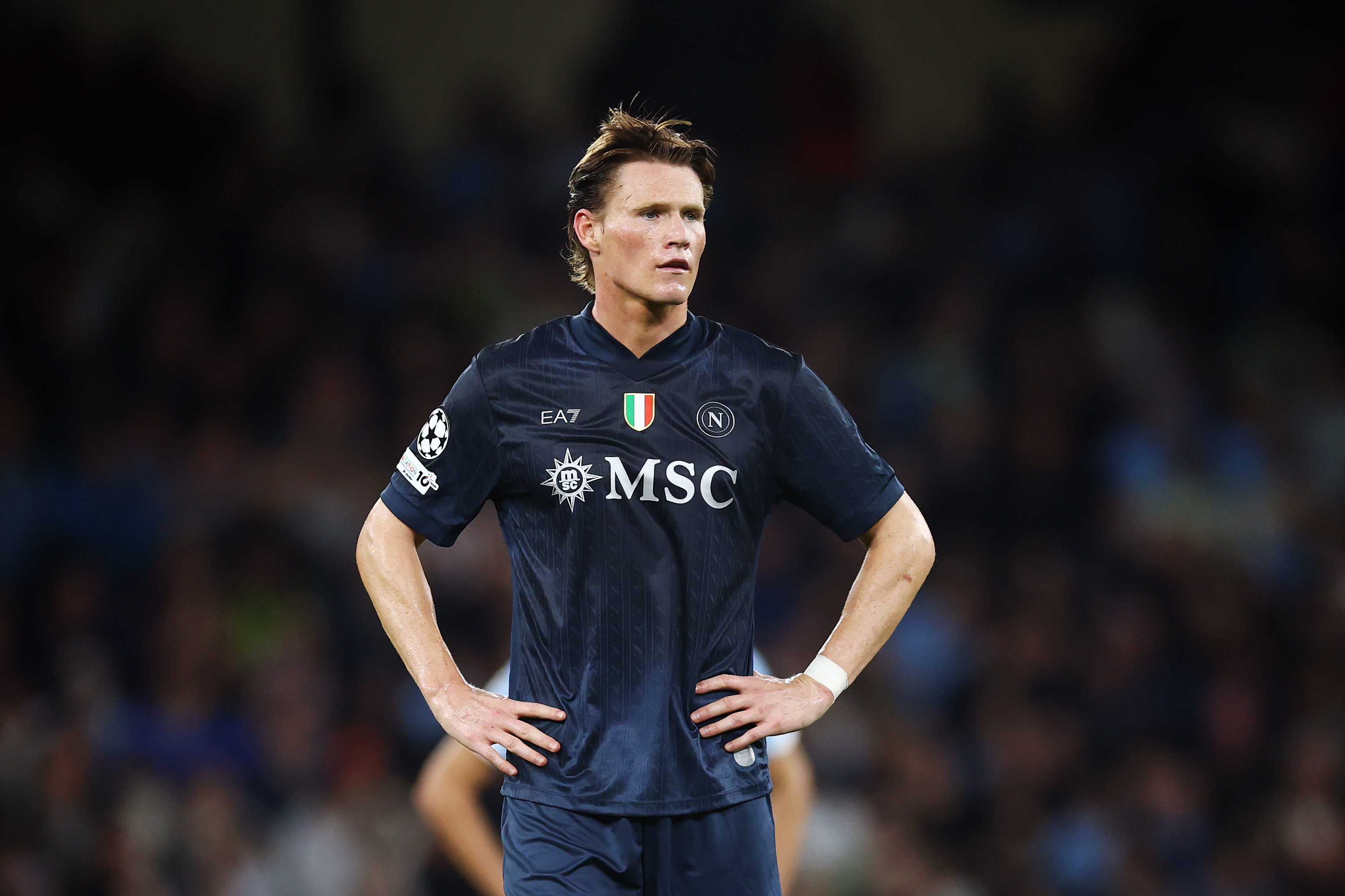 Scott McTominay looks on while in action for Napoli.