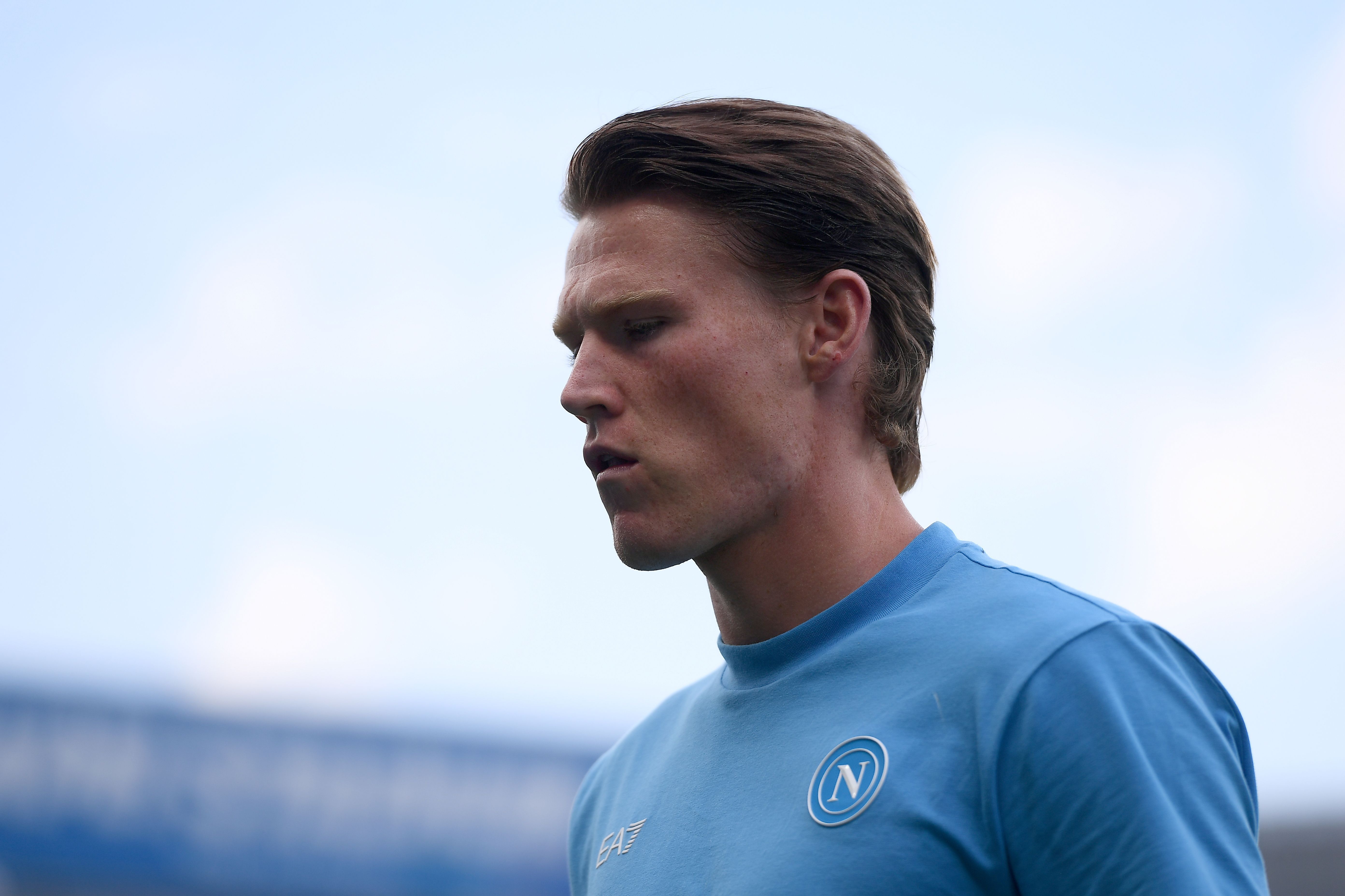 Scott McTominay looks on ahead of kick-off.
