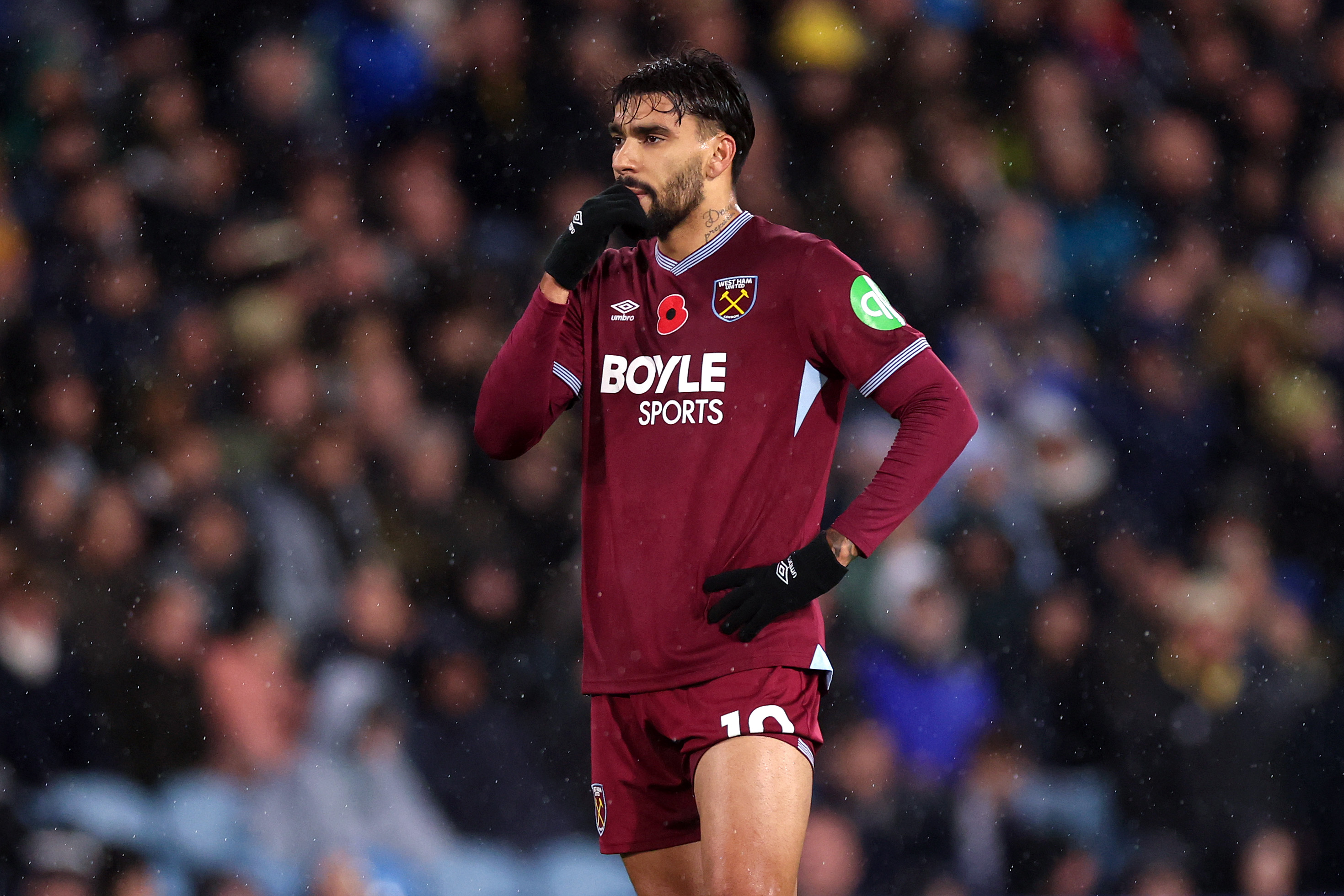 Lucas Paqueta reacts as West Ham lose to Leeds.