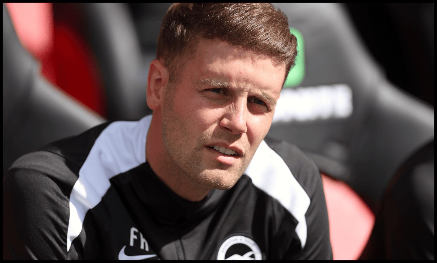Fabian Hurzeler looks on from the dugout.