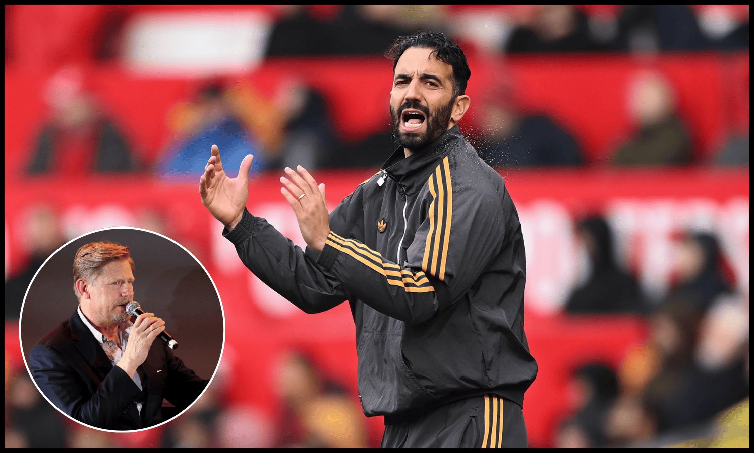 Ruben Amorim shouts instructions from the touchline.