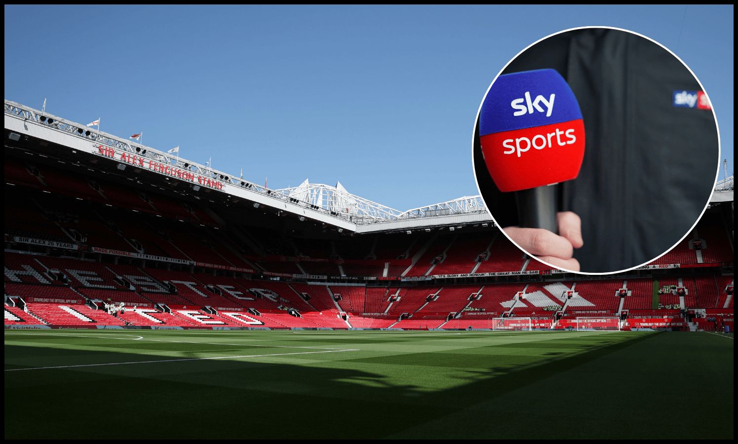 A general view inside an empty Old Trafford.