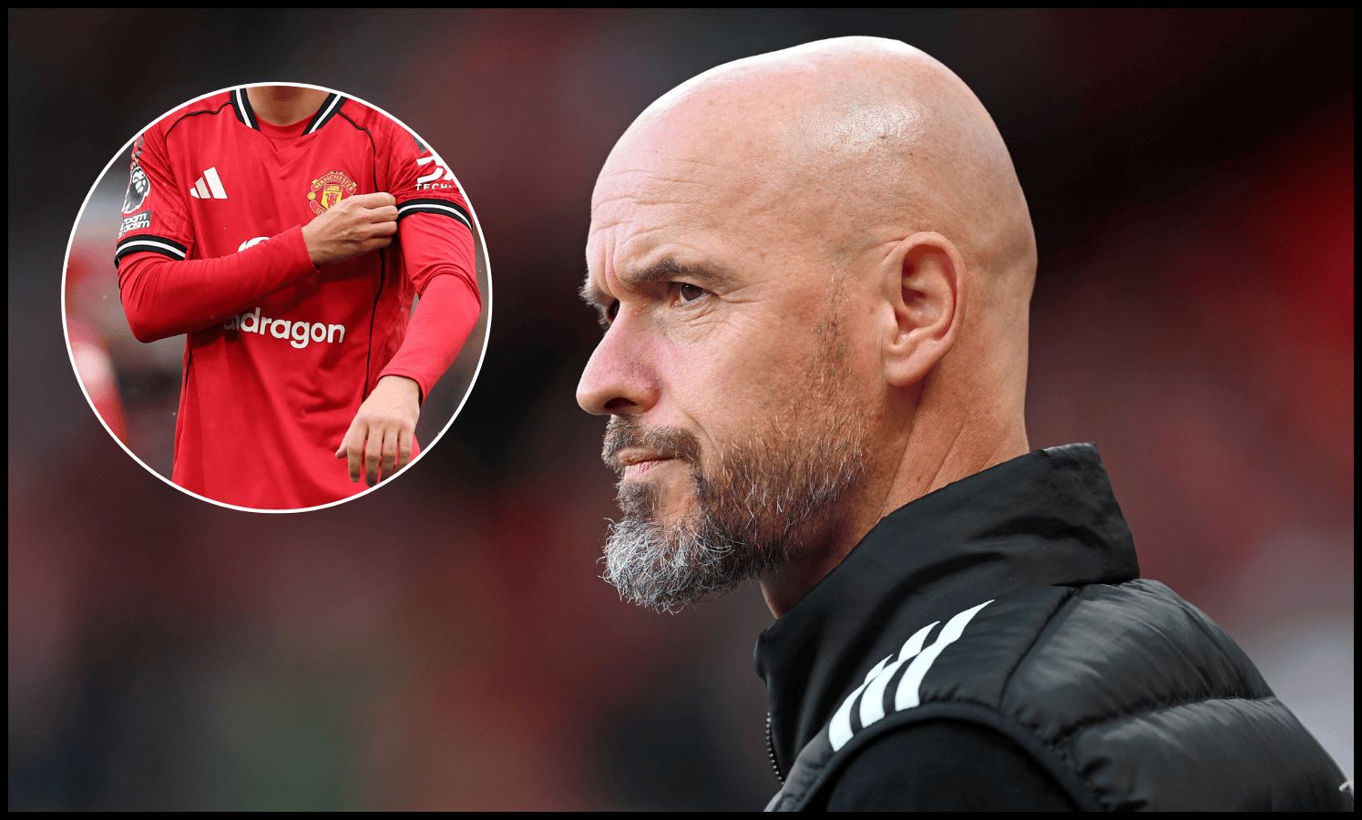 Erik ten Haag assiste da linha lateral antes de Brentford x Man United.