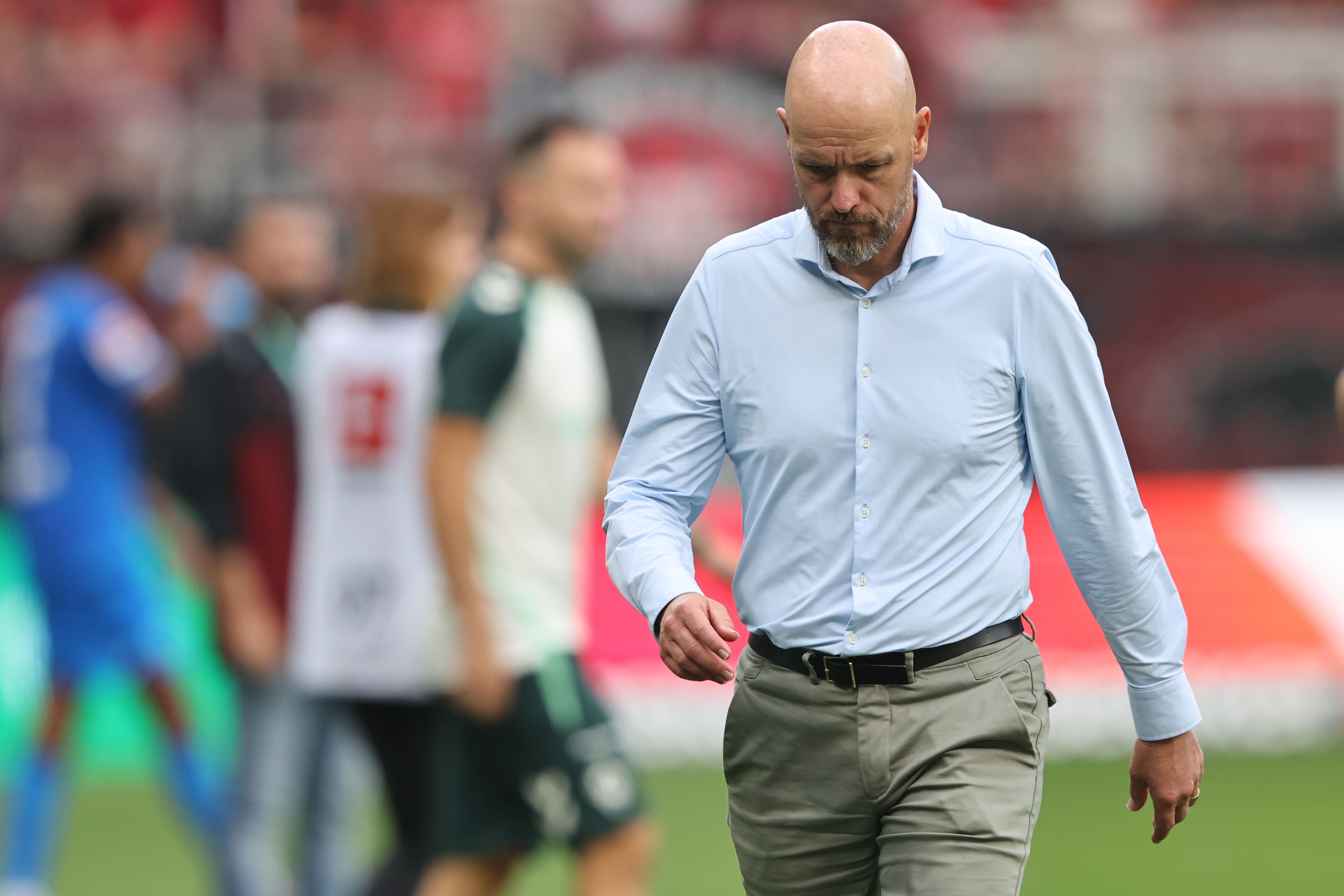 Erik ten Hag looks frustrated after Bayer Leverkusen draw to Werder Bremen.