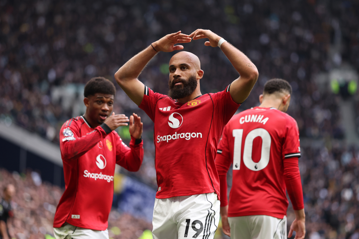 Bryan Mbeumo celebrates a goal.