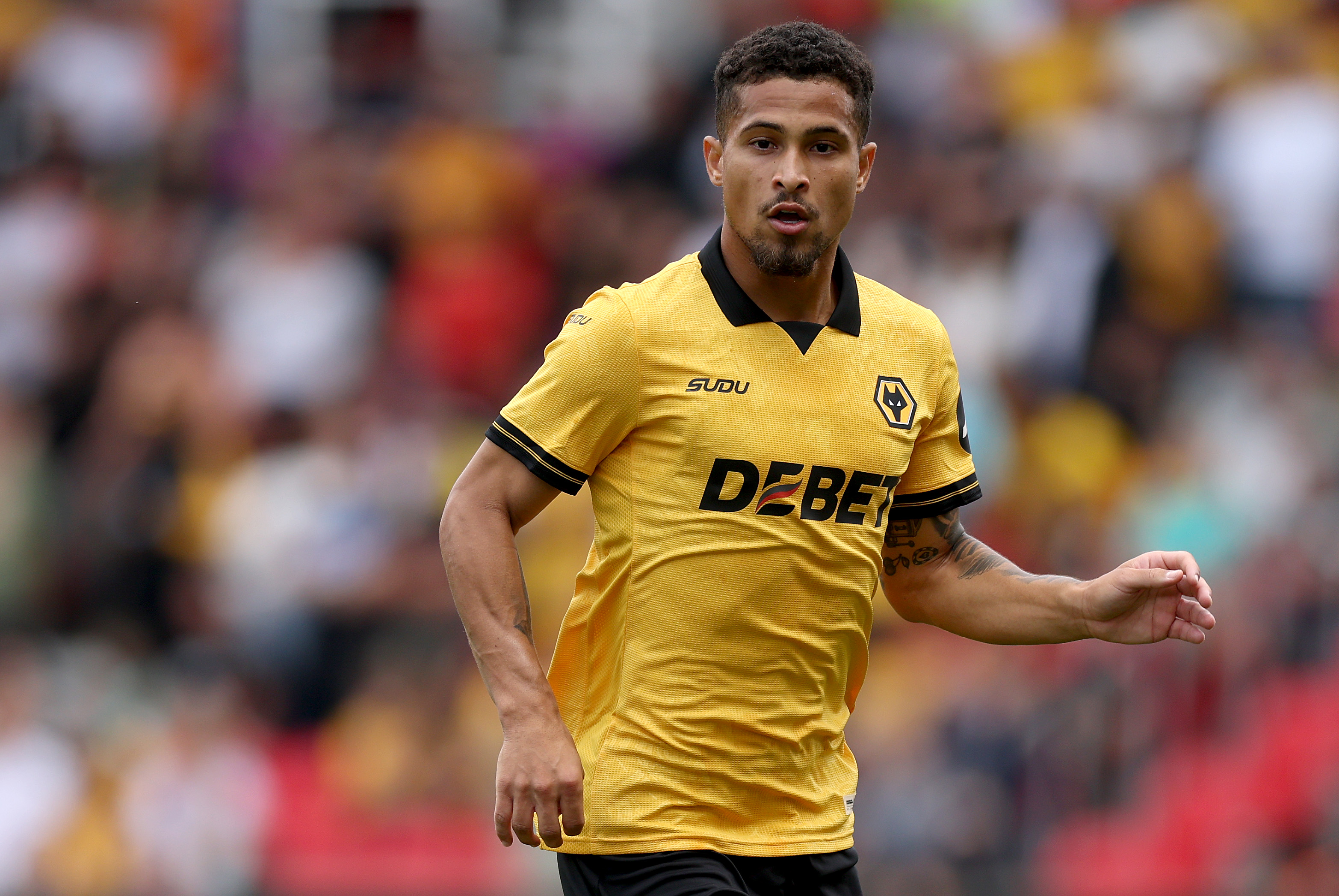Joao Gomes in action for Wolves.