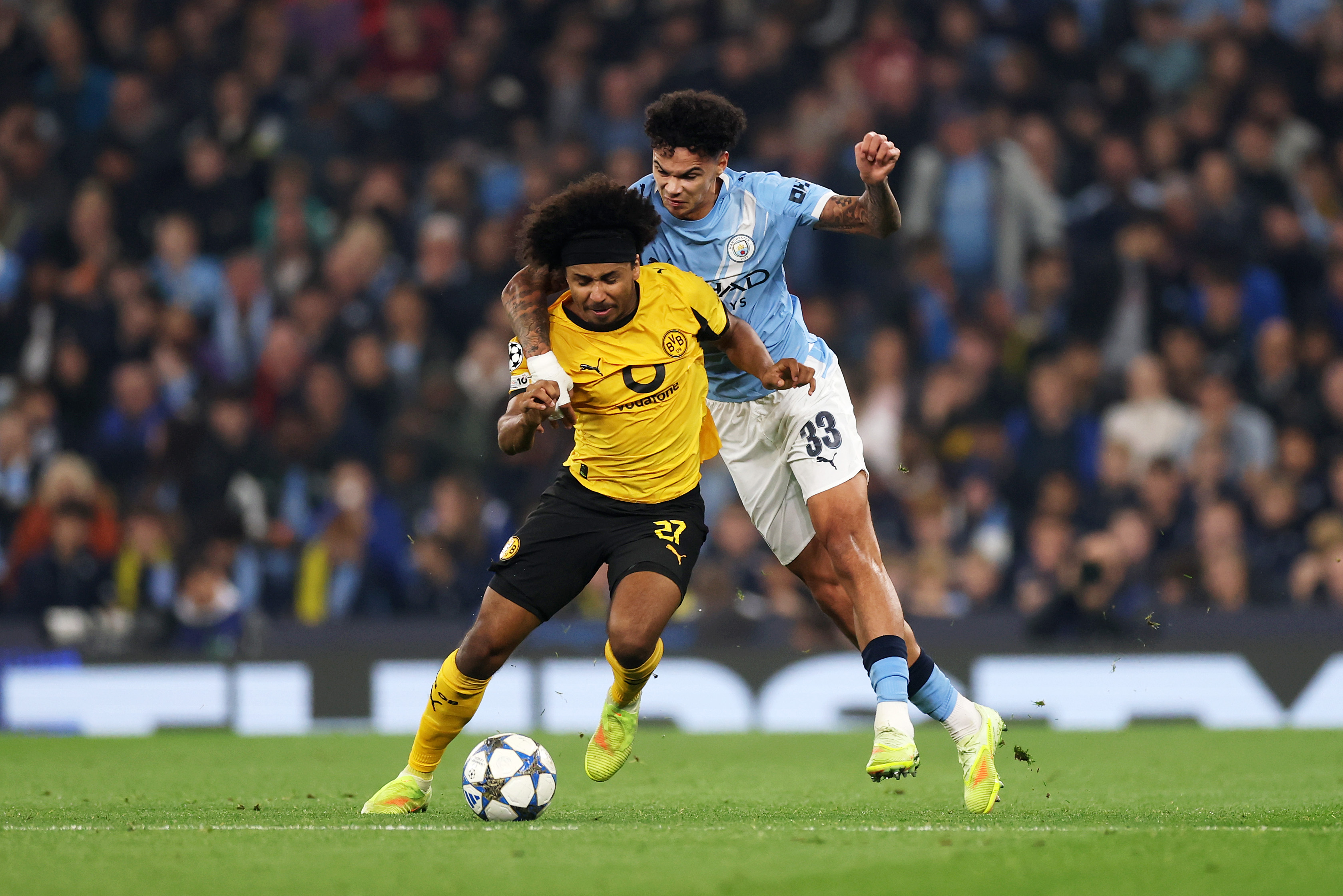 Karim Adeyemi in action for Dortmund vs Man City.