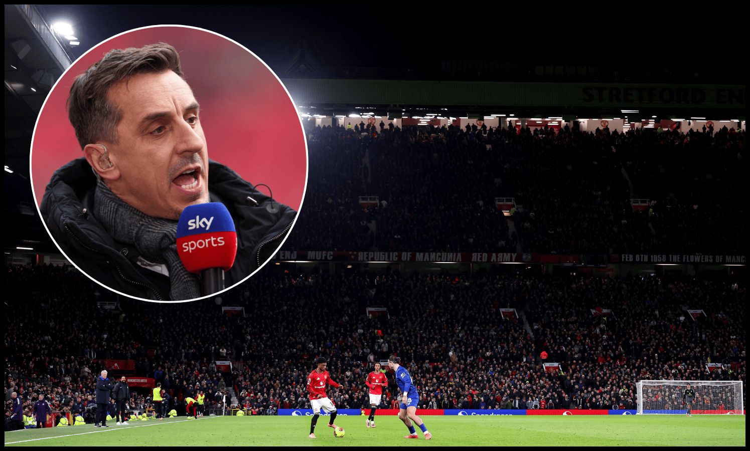 Man United and Everton players in action at Old Trafford.