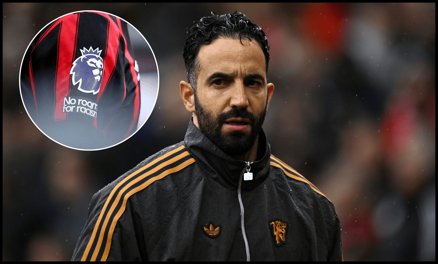 Ruben Amorim looks on from the touchline.