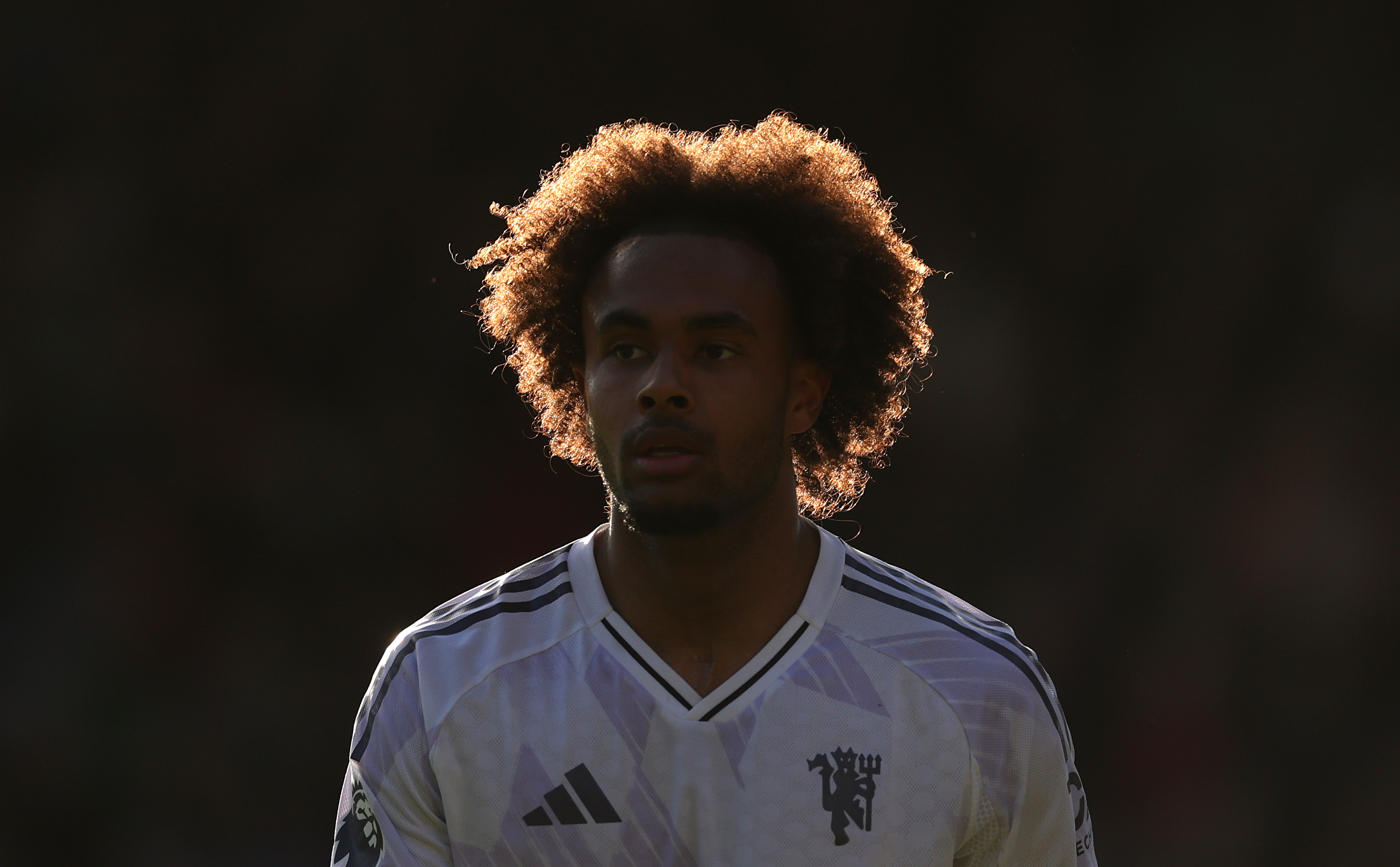 Joshua Zirkzee looks on while in action for Man United against Palace.