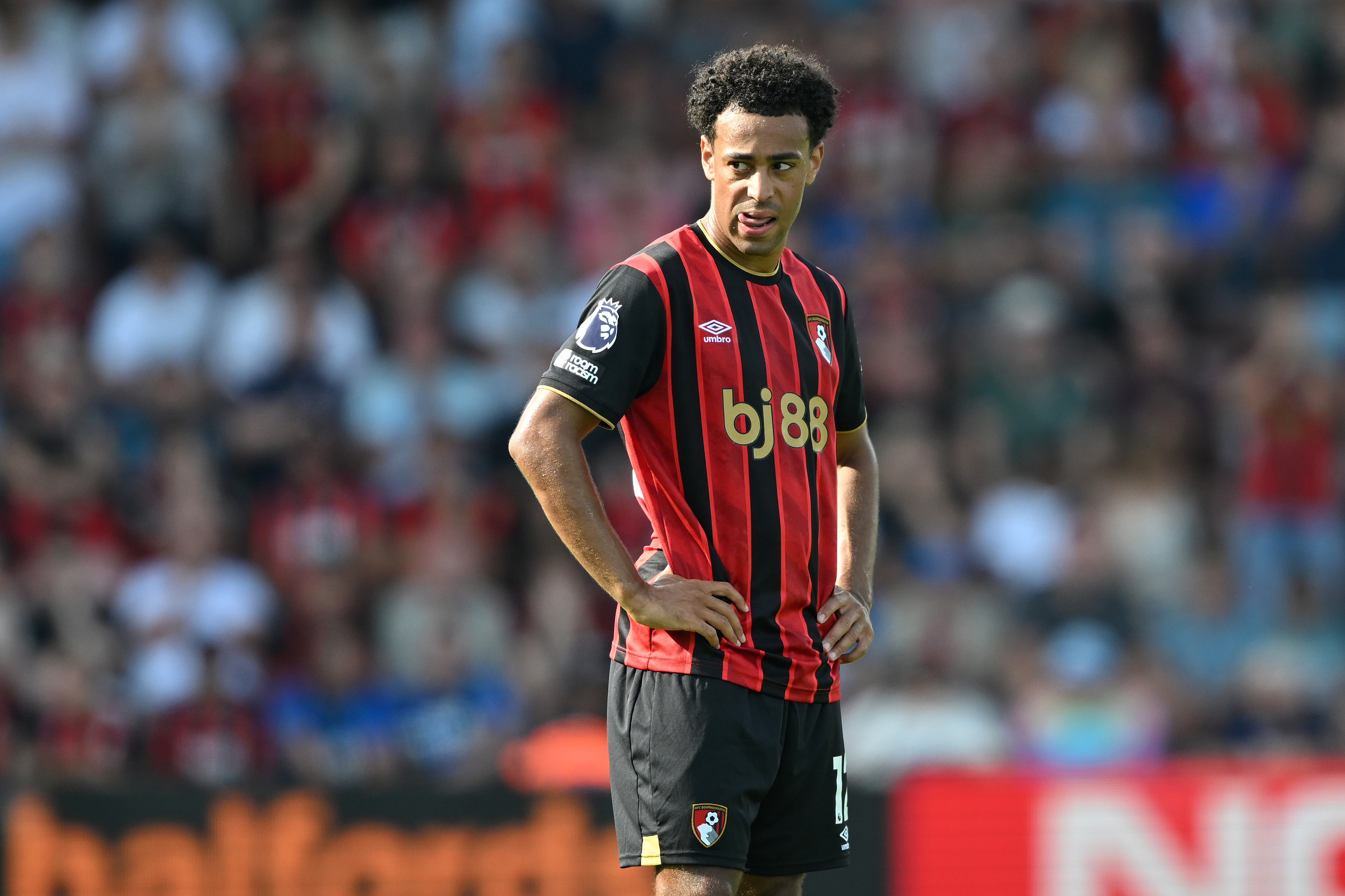 Tyler Adams looks on while in action for Bournemouth.