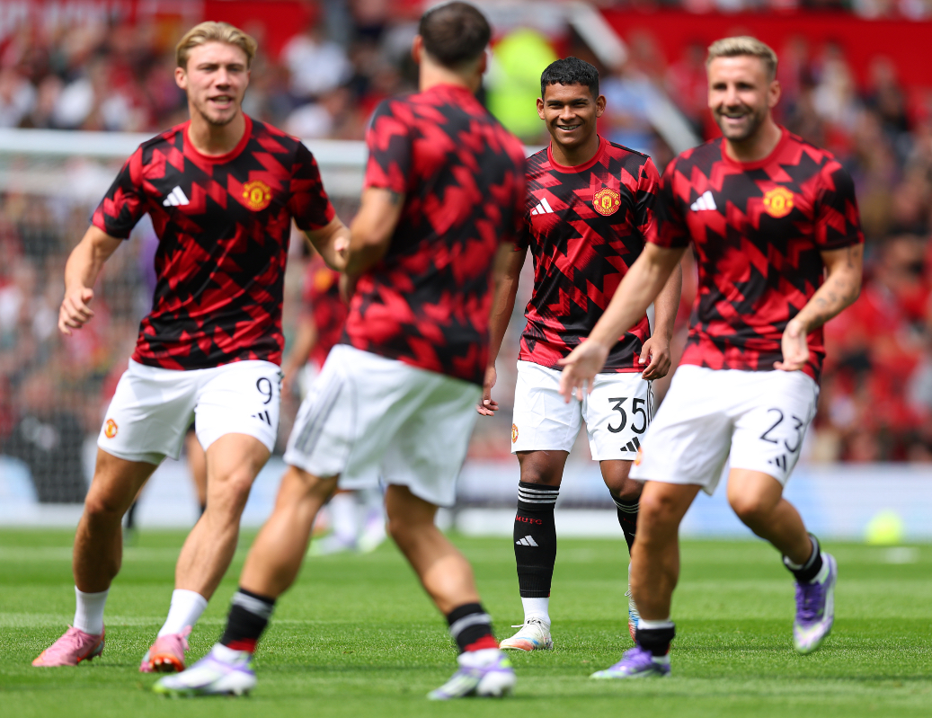 Diego Leon takes part in a warm up at Old Trafford.