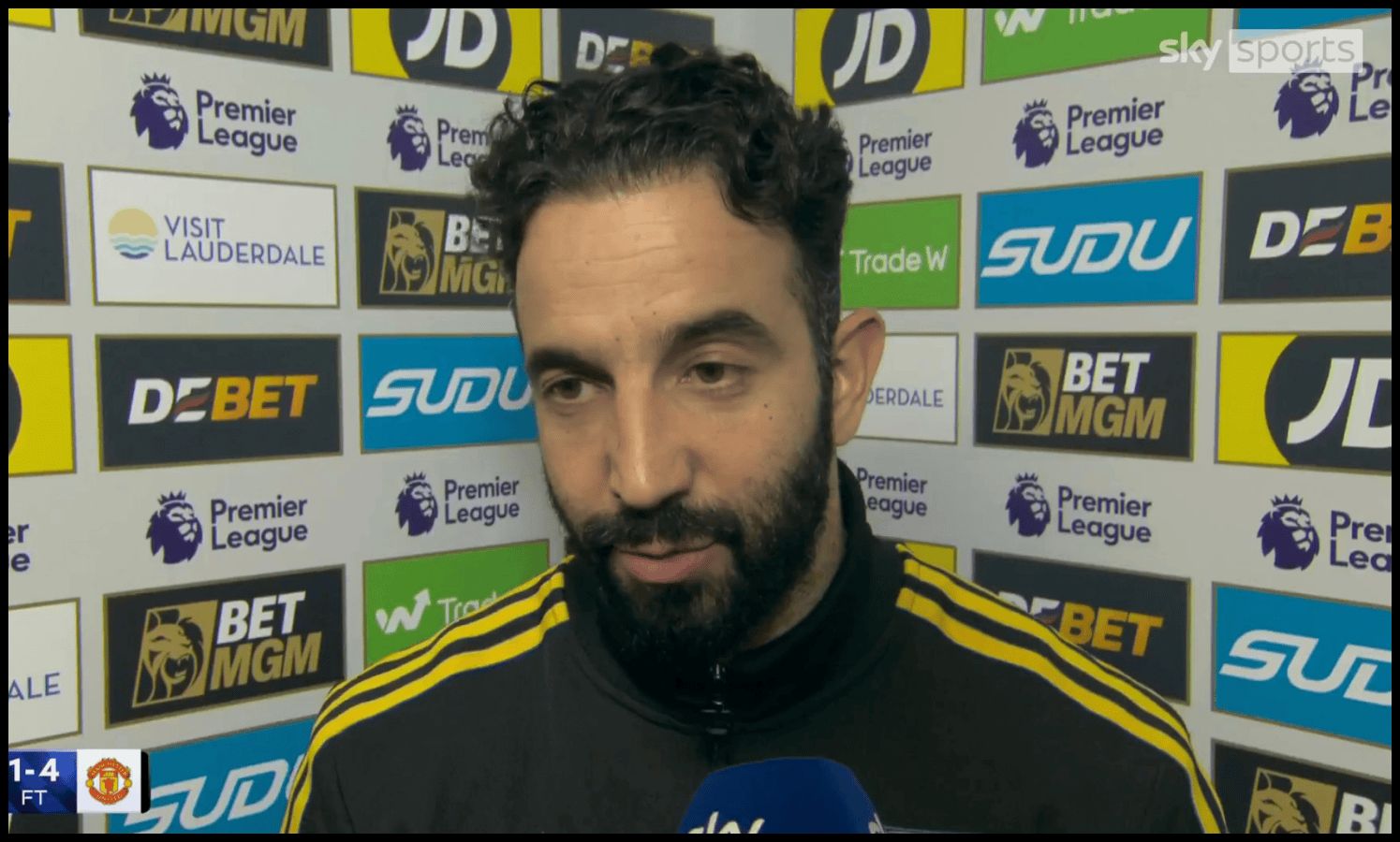 Ruben Amorim holds a post-match interview with Sky Sports.