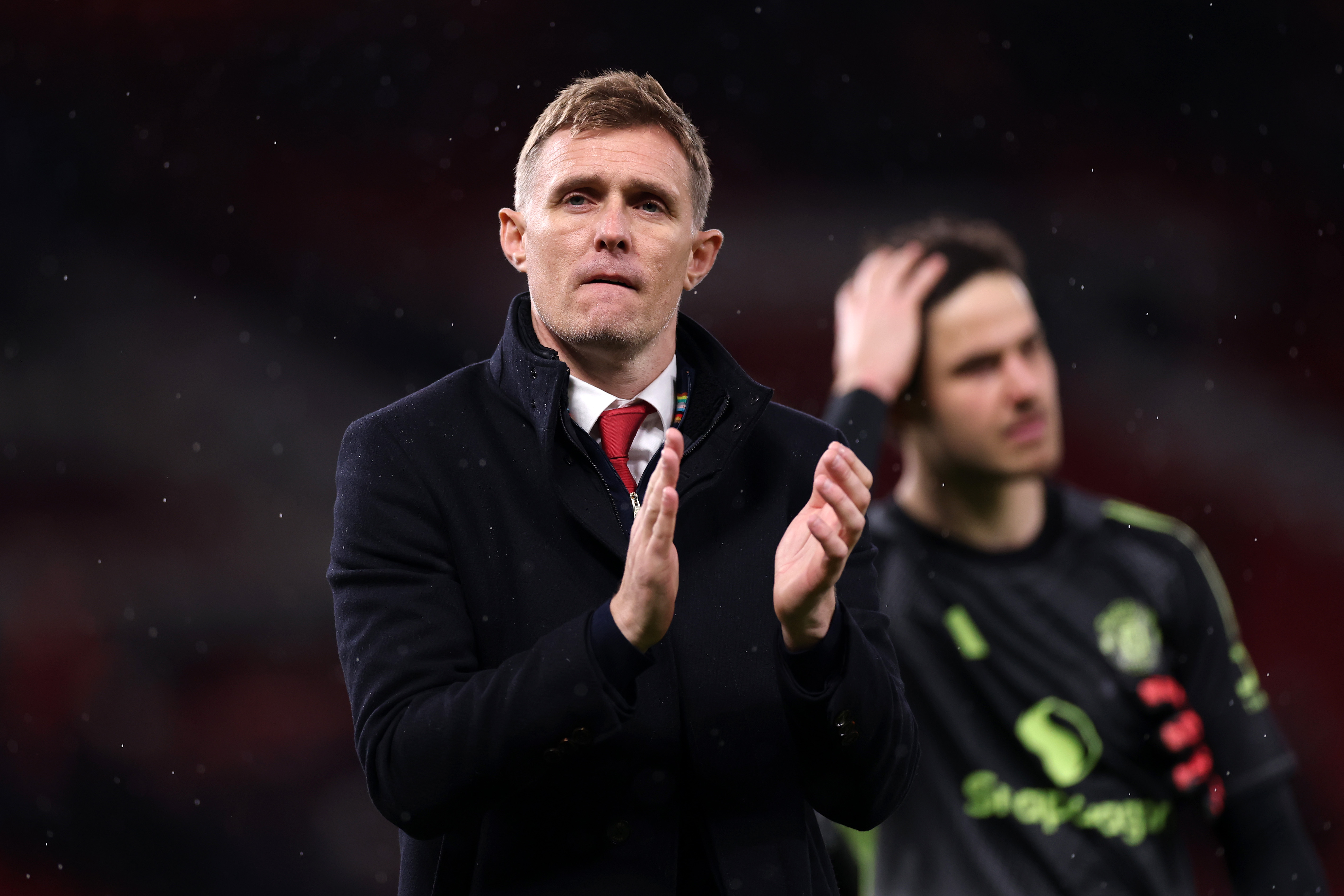 Darren Fletcher applauds the Man United fans at full-time.