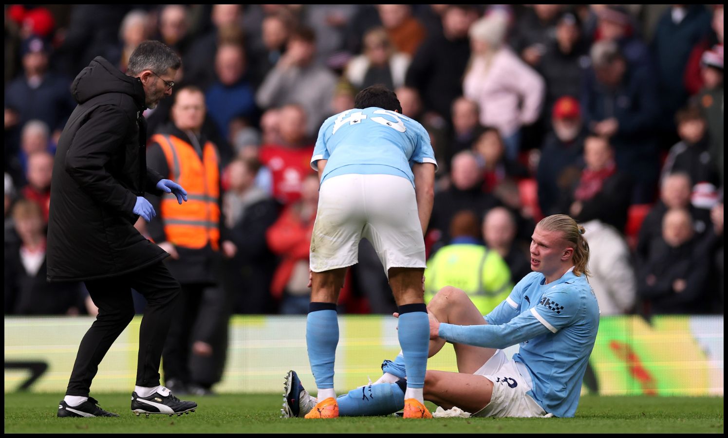 Erling Haaland after picking up a knock