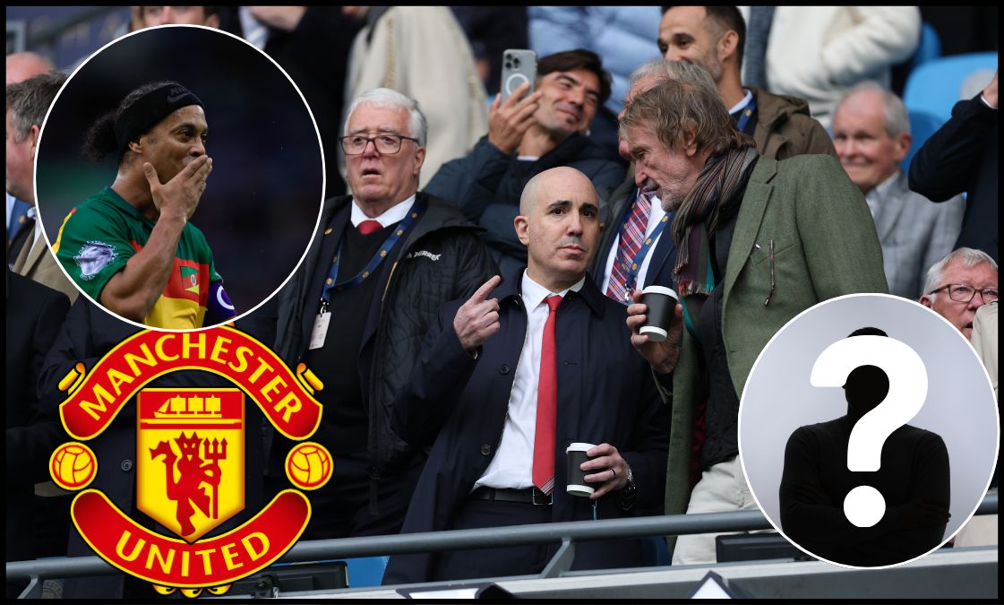 Manchester United officials in the stands