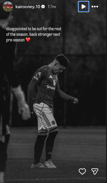 Kai Rooney announcing his injury