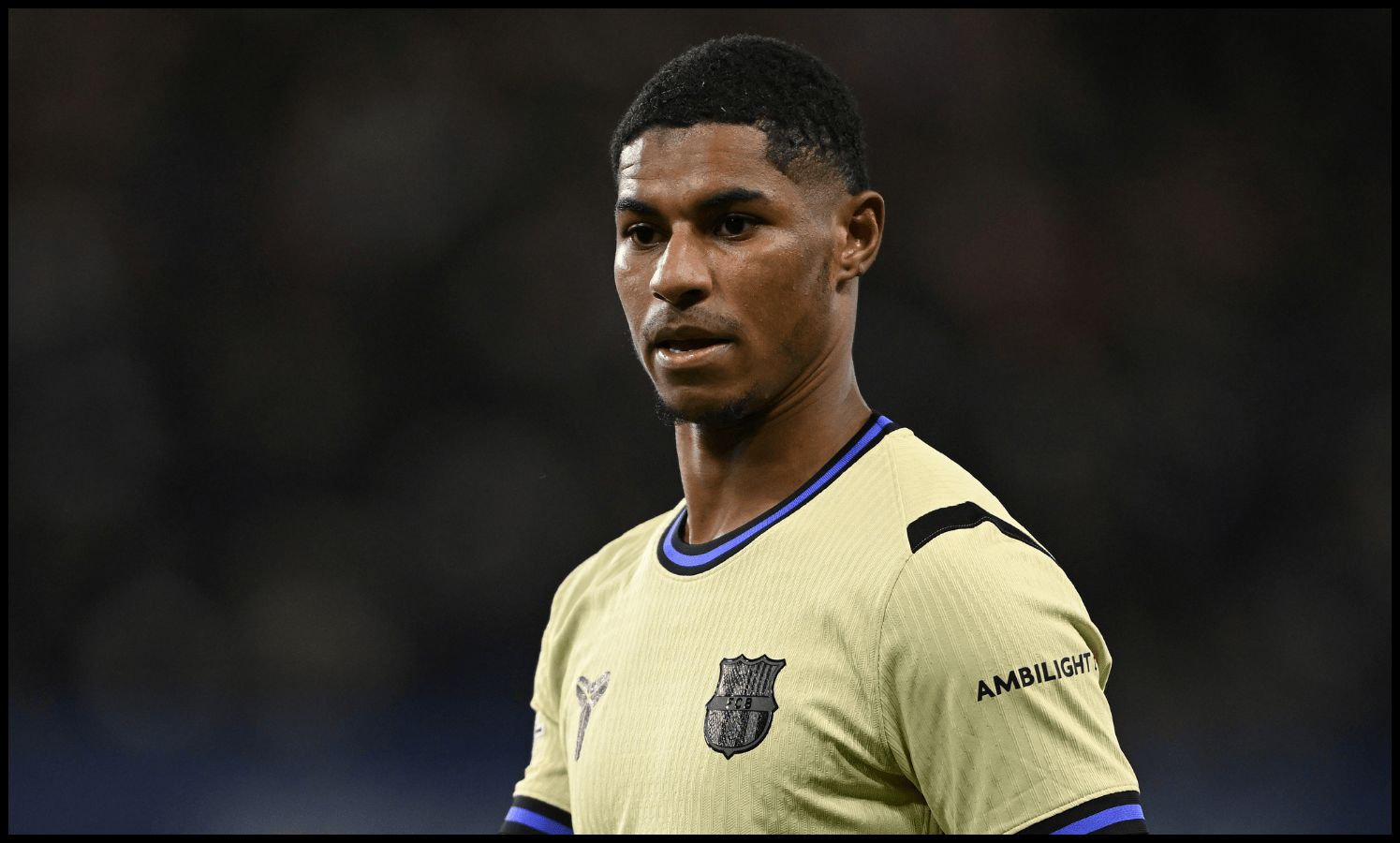 LONDON, ENGLAND - NOVEMBER 25: Marcus Rashford of Barcelona looks on during the UEFA Champions League 2025/26 League Phase MD5 match between Chelsea FC and FC Barcelona at Stamford Bridge on November 25, 2025 in London, England.