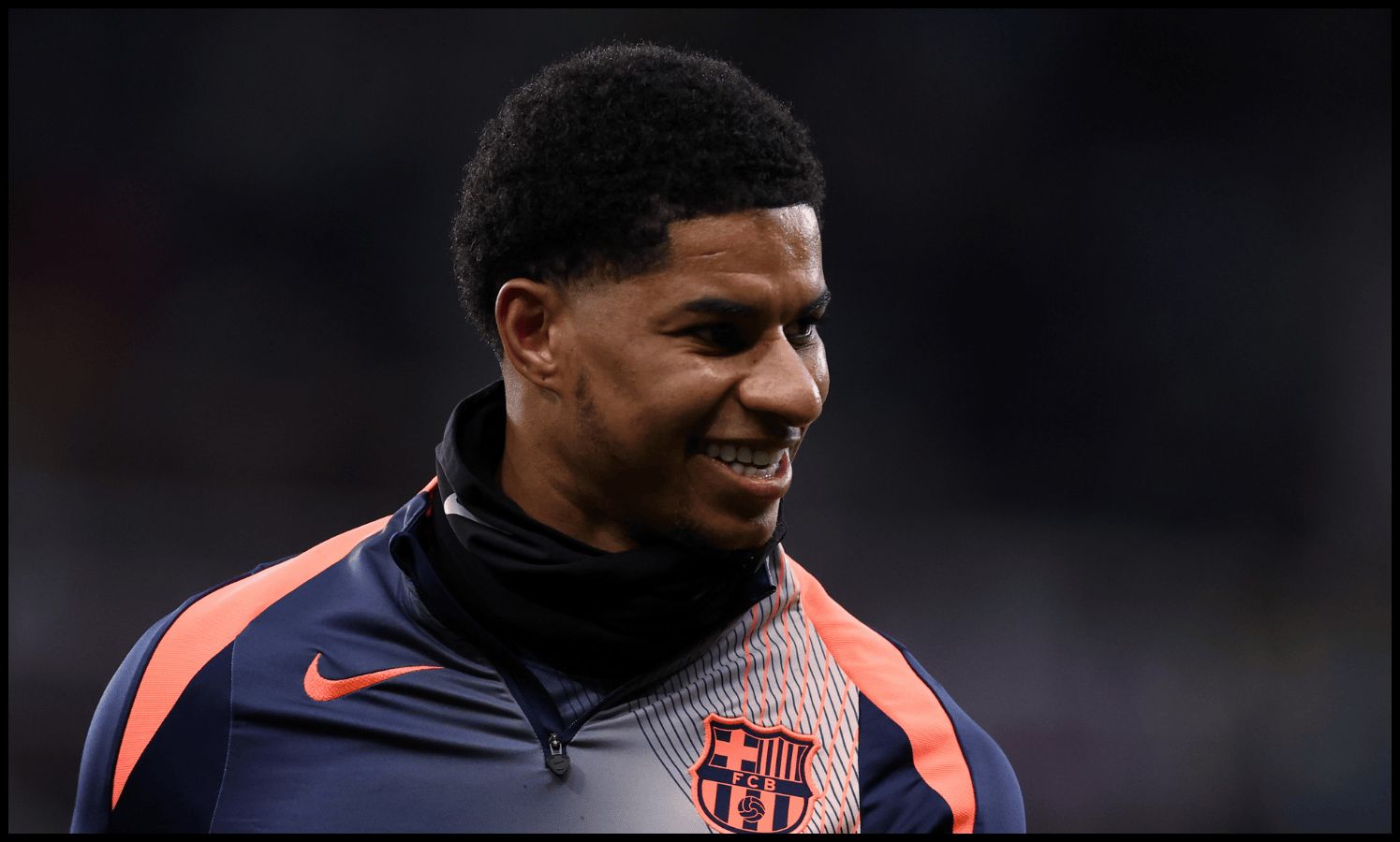 NEWCASTLE UPON TYNE, ENGLAND - MARCH 10: Marcus Rashford of FC Barcelona warms up prior to the UEFA Champions League 2025/26 Round of 16 First Leg match between Newcastle United FC and FC Barcelona at St James' Park on March 10, 2026 in Newcastle upon Tyne, England.