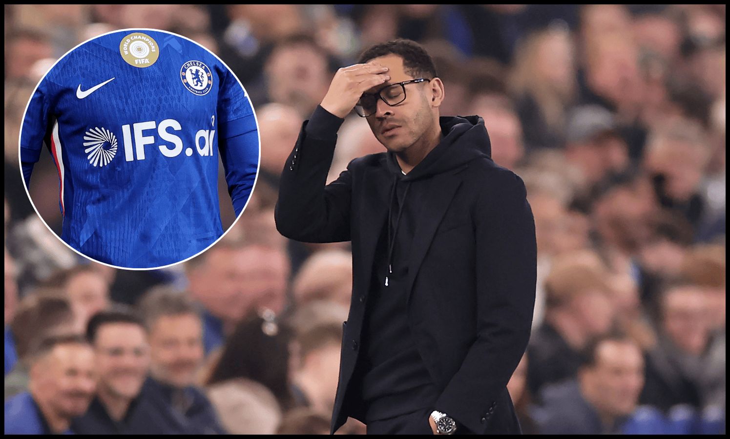 LIVERPOOL, ENGLAND - MARCH 21: Liam Rosenior, Manager of Chelsea, reacts during the Premier League match between Everton and Chelsea at Hill Dickinson Stadium on March 21, 2026 in Liverpool, England.