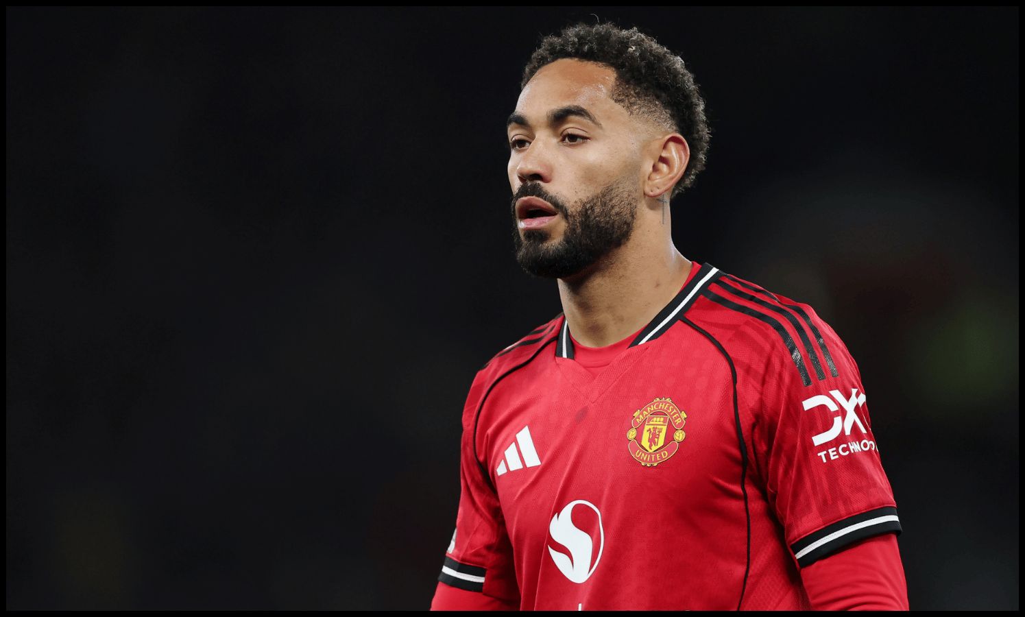 MANCHESTER, ENGLAND - APRIL 13: Matheus Cunha of Manchester United in action during the Premier League match between Manchester United and Leeds United at Old Trafford on April 13, 2026 in Manchester, England.