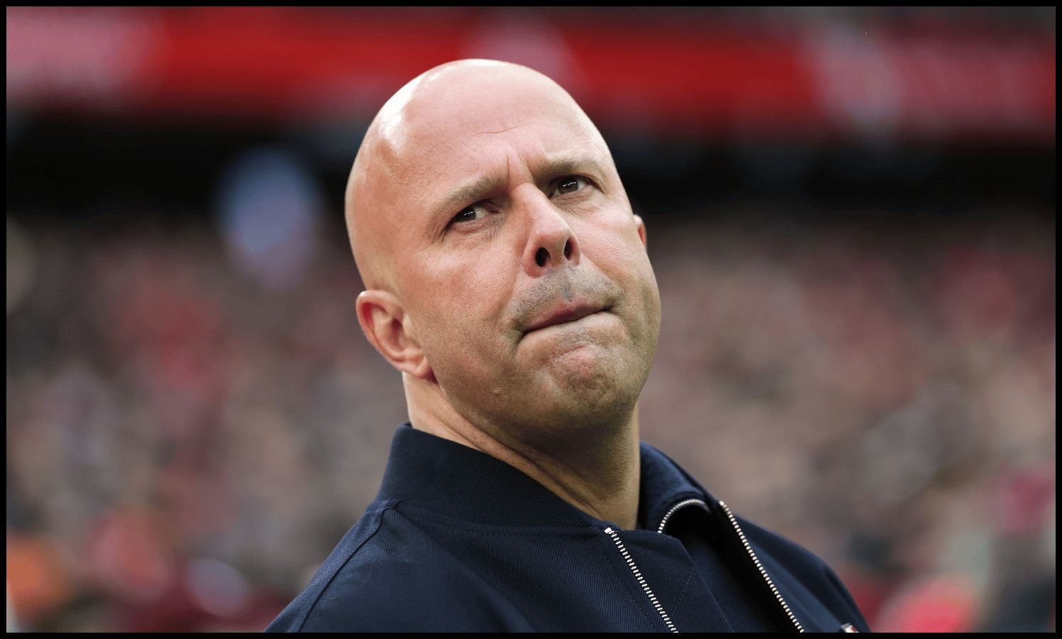 LIVERPOOL, ENGLAND - APRIL 11: Arne Slot, Manager of Liverpool, looks on prior to the Premier League match between Liverpool and Fulham at Anfield on April 11, 2026 in Liverpool, England.
