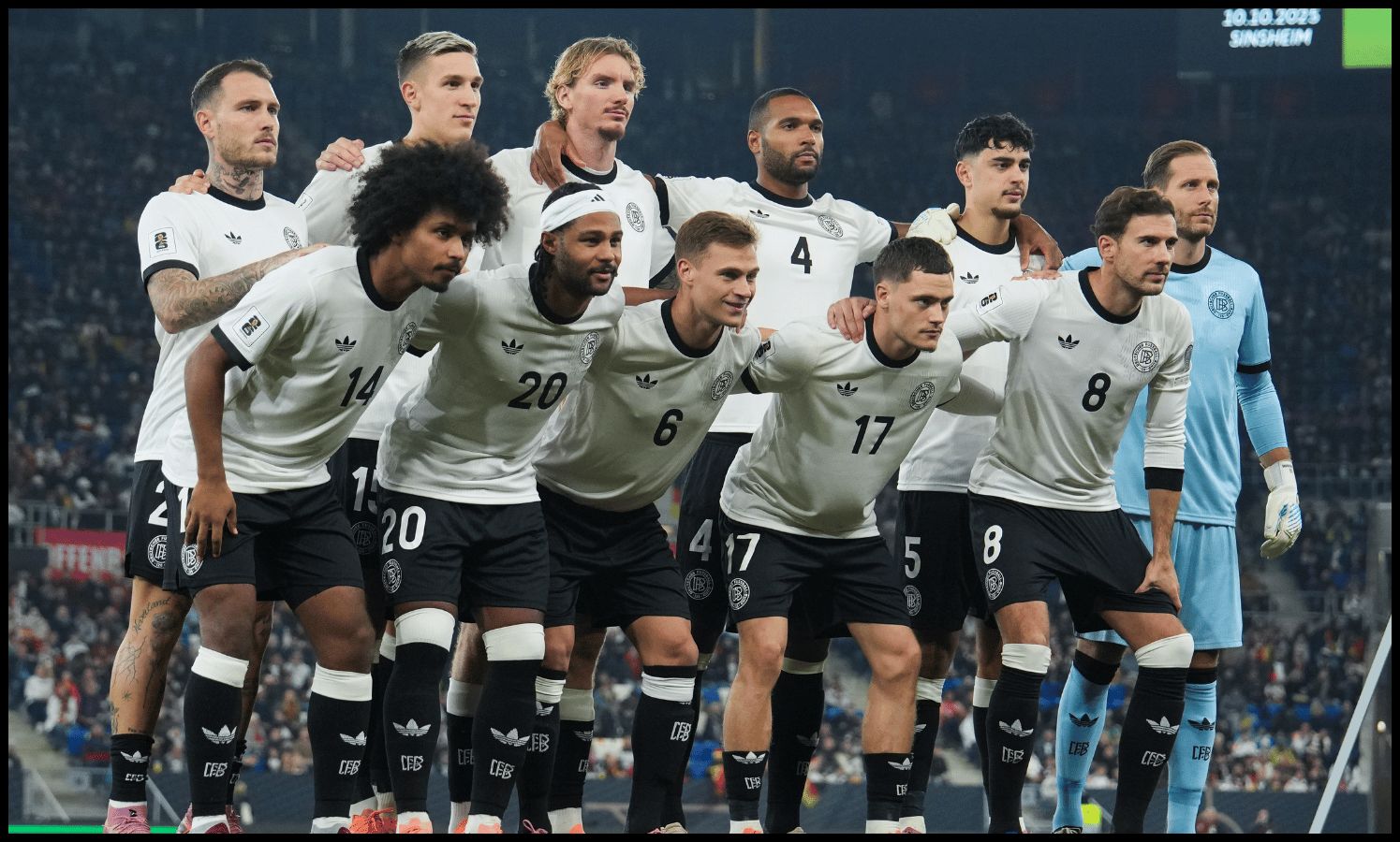 SINSHEIM, GERMANY - OCTOBER 10: Players of Germany pose for a team photograph prior to the FIFA World Cup 2026 qualifier match between Germany and Luxembourg at PreZero-Arena on October 10, 2025 in Sinsheim, Germany.