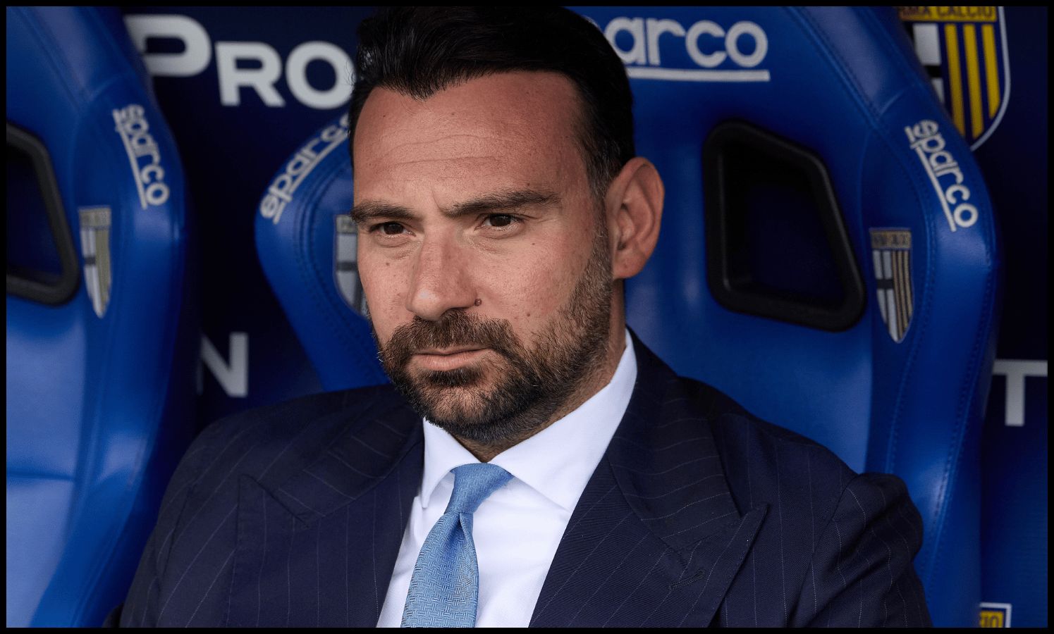 PARMA, ITALY - APRIL 12: Giovanni Manna Napoli SSC sports director looks on prior to the Serie A match between Parma Calcio 1913 and SSC Napoli at Stadio Ennio Tardini on April 12, 2026 in Parma, Italy.