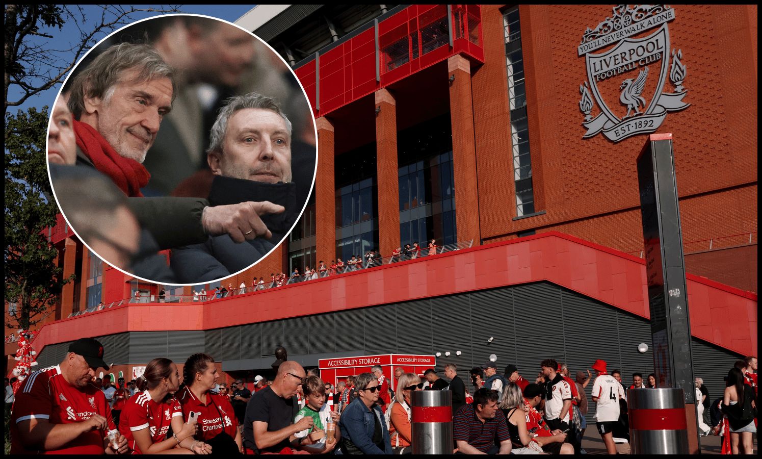 LIVERPOOL, ENGLAND - AUGUST 15: A general view as Liverpool fans await entry outside the stadium prior to the Premier League match between Liverpool and Bournemouth at Anfield on August 15, 2025 in Liverpool, England.